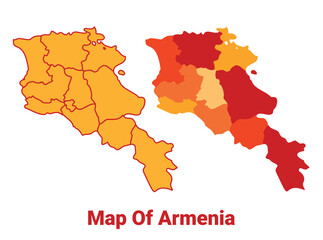 Armenia Map Yellow regions orange political map vector