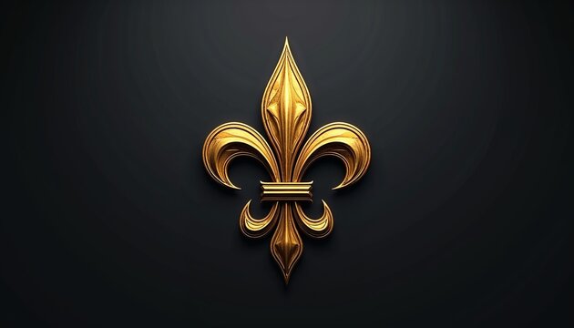 Stylized golden fleur-de-lis symbol on a dark background