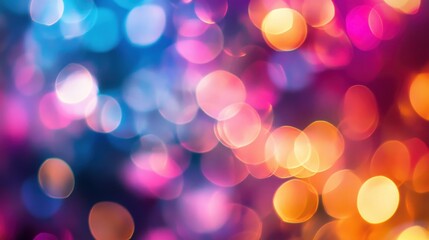 Vibrant Abstract Background with Colorful Bokeh Lights in Shades of Blue, Pink, Orange, and Purple for Creative Design Projects and Artistic Influences