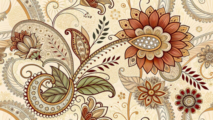 Indian Vintage Paisley Pattern with Vibrant Colors Generative AI