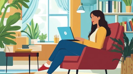 Businesswoman having online business meeting from home