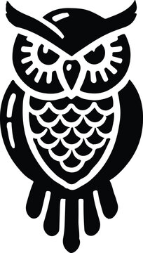 A owl vector icon, silhouette style minimalist white background