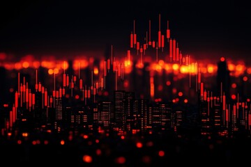 Financial graph with up trend line candlestick chart in stock market, Finance concept and business