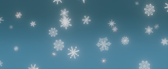 Falling Snowflakes on Blue Background