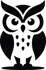 A owl vector icon, silhouette style minimalist white background