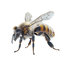 Detailed Close-up of a Honeybee in Flight showcasing intricate details