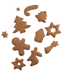 set of gingerbread cookies isolated png