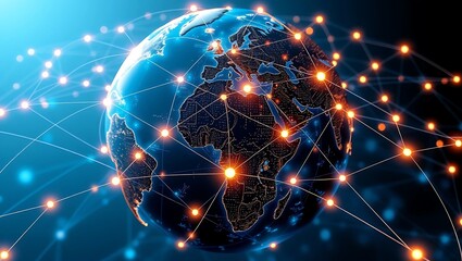 Global Network and Connectivity 3D World Map Visualisation.