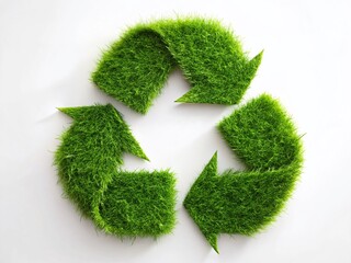 Minimalist Green Recycling Symbol: Three Grass Blades PNG Stock Photo