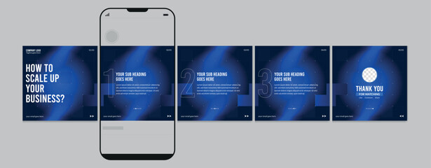 Linkedin carousel post design, Editable social media Instagram carousel post, Most engaging business carousel post, Template eps 10.