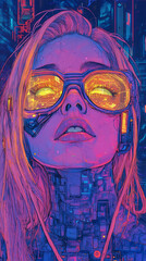 futuristic cyberpunk concept background beautiful woman girl future cybrog