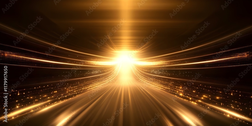 Aufkleber a bright, radiant light source with dynamic beams and streams of golden light creating a sense of mo