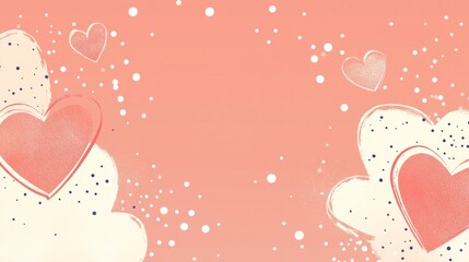 A chic Valentine's Day border frame with minimalist heart outlines, subtle polka dots, and a muted blush background 