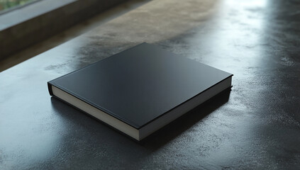 Elegant Black Book on a Wooden Surface