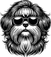 Shih Tzu Dog Face Vector Black Silhouette Cricut Design for T-Shirt