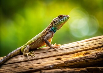 Fototapeta premium Minimalist Lizard Drawing on Log - Nature Stock Photo