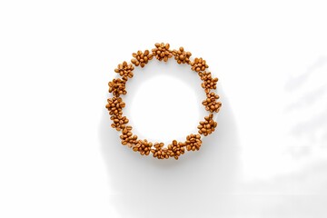 Decorative Circular Frame Made of Organic Brown Seeds and Beans