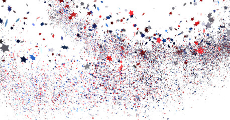 confetti - USA banner mockup with confetti confetti in American national colors. USA Presidents Day, American Labor day, Memorial Day, US election concept.