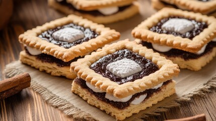 S'mores Linzer Cookies With Copy Space