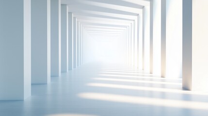 Obraz premium Minimalistic white room. Sun rays. Cleanliness. Paradise. Background.