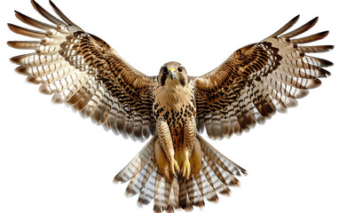 Falcon with Wings Wide on white background PNG.