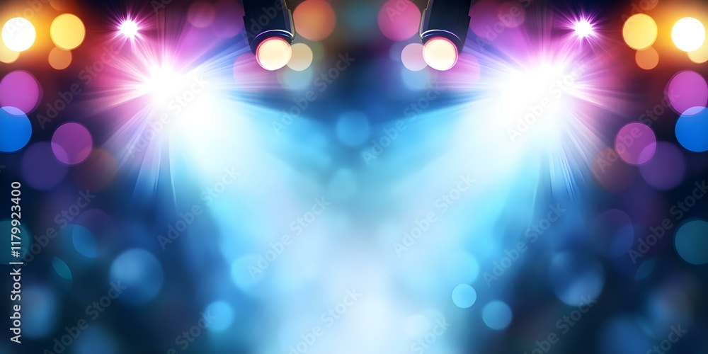 Poster a vibrant background with colorful lights and bokeh effects, creating a dynamic atmosphere suitable 