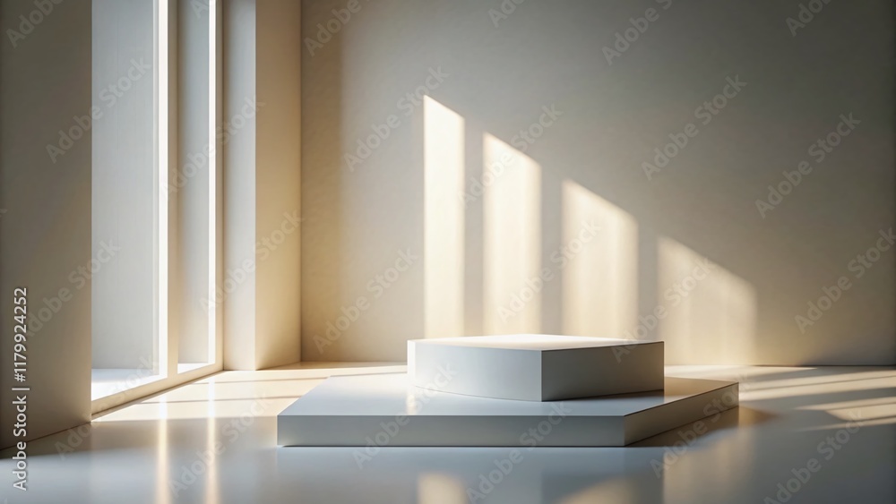 Poster minimalist podium with sunlight: abstract architectural background for product display
