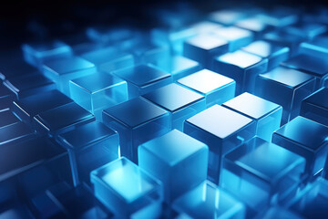 Wonderful Abstract 3d render blue geometric background