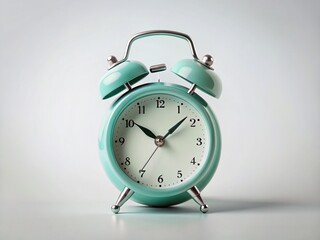 Minimalist Retro Alarm Clock on White Background - Vintage Timepiece Stock Photo