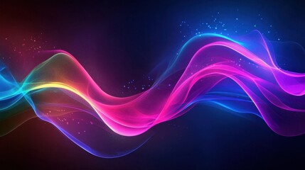 Colorful Abstract Wave Design with Smooth Curves and Vibrant Light Effects on a Dark Background for Backgrounds or Digital Art Projects