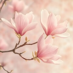 Obraz premium pink spring magnolia blossom branch