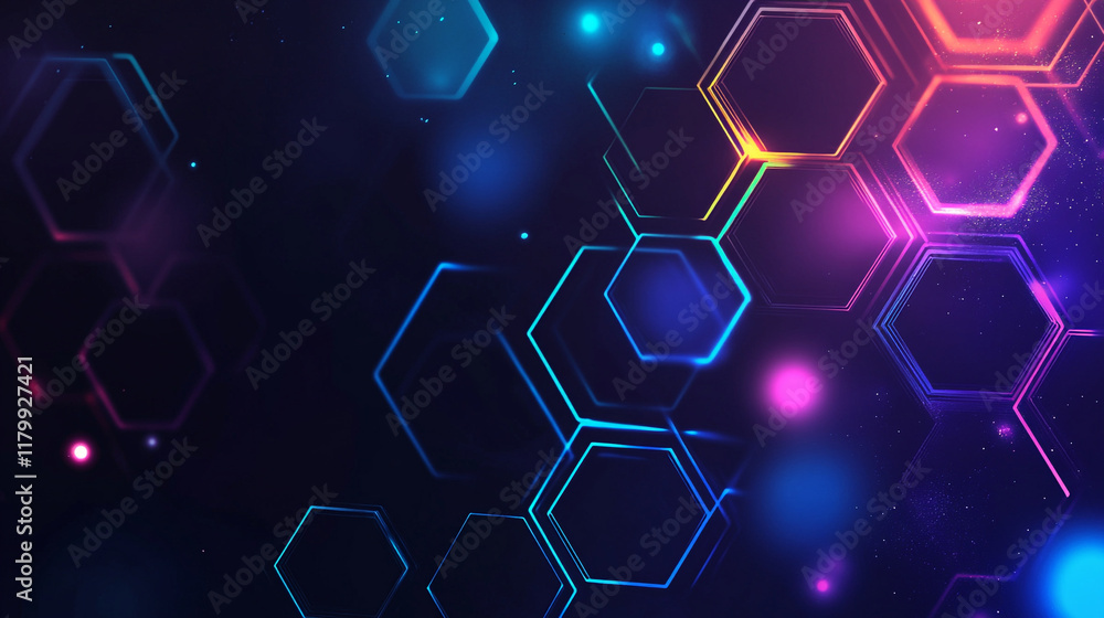 Poster business digital cyber connective technology concept, polygon circuit computer tech art abstract ill