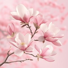 Fototapeta premium pink spring magnolia blossom branch
