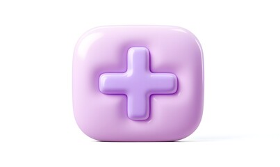 Obraz premium 3D render of a pastel purple plus sign icon.