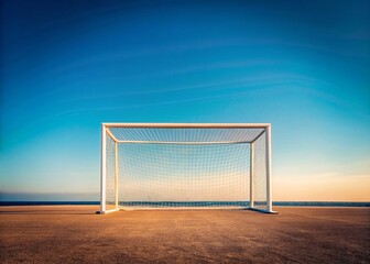 Minimalist Soccer Goal Post: Clean Lines & Empty Field Stock Photo