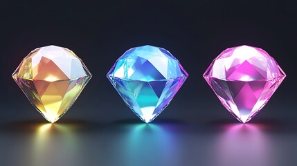 Fototapeta premium Three vibrant gemstones arranged in a row