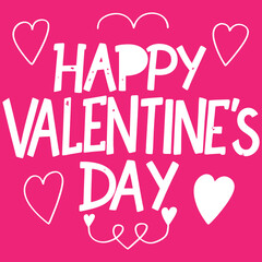 Happy Valentines day typography, Valentine template banner Vector Pink background , Vector design.