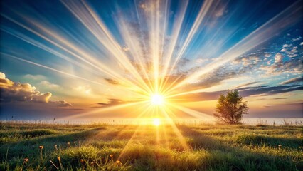 Minimalist Sun Rays Background: Abstract Light Beams on Clean White