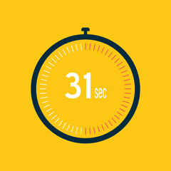 31 second timer clock. 31 sec stopwatch icon countdown time digital stop chronometer.