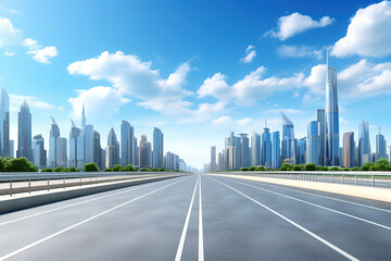 Gorgeous Empty square floor and city skyline with buildings background