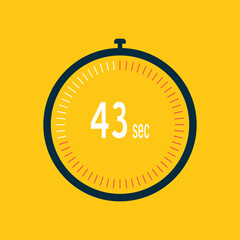 43 second timer clock. 43 sec stopwatch icon countdown time digital stop chronometer.