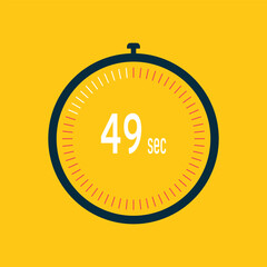 49 second timer clock. 49 sec stopwatch icon countdown time digital stop chronometer.