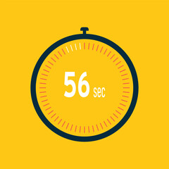 56 second timer clock. 56 sec stopwatch icon countdown time digital stop chronometer.