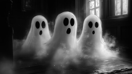 Ghosts. Halloween. Creepy background.