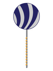 Lollipop candy vector icon. Lollipop vector illustration isolated on white background. Spiral striped colourful lollipops on white plastic stick. Lolly candy sucker for kids.