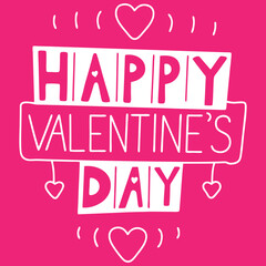 Happy Valentines day typography, Valentine template banner Vector Pink background , Vector design.