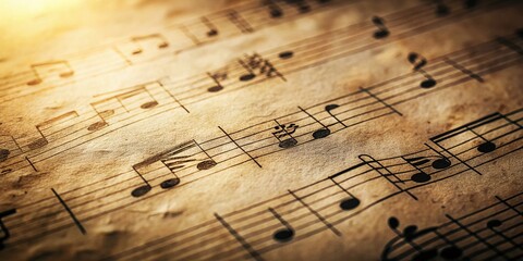 Minimalist Vintage Music Notes Background -  Elegant Retro Music Sheet Texture