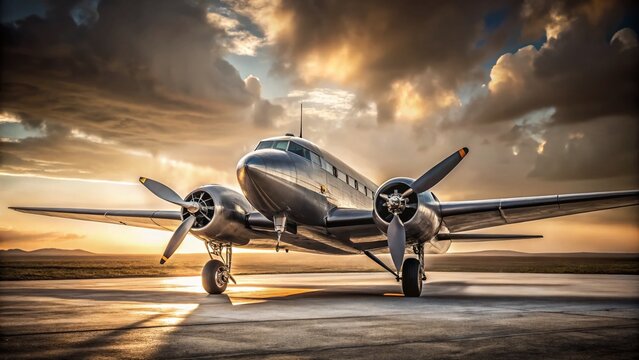 Minimalist Vintage Airplane: Classic DC-3 Aircraft in a Simple Setting