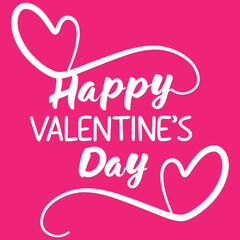 Happy Valentines day typography, Valentine template banner Vector Pink background , Vector design.
