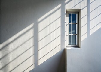 Minimalist Window Shadow Wall Projection - Clean Background Stock Photo